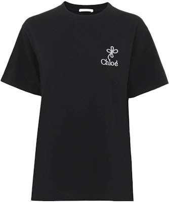 (W) Chloe Baju T Hitam Leher Bulat Cetakan Logo Lengan Pendek. CHC24UJH01184-001 Buy (W) Chloe Baju T Hitam Leher Bulat Cetakan Logo Lengan Pendek. CHC24UJH01184-001