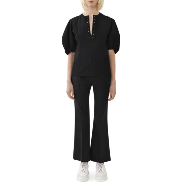 Lookbook (W) Chloe 黑色寬管休閒喇叭褲 CHC23APA01062001