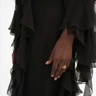 (W) クロエ ブラック Vネック フリル 長袖ワンピース FW24 CH24ARO50001-001 Details for (W) クロエ ブラック Vネック フリル 長袖ワンピース FW24 CH24ARO50001-001