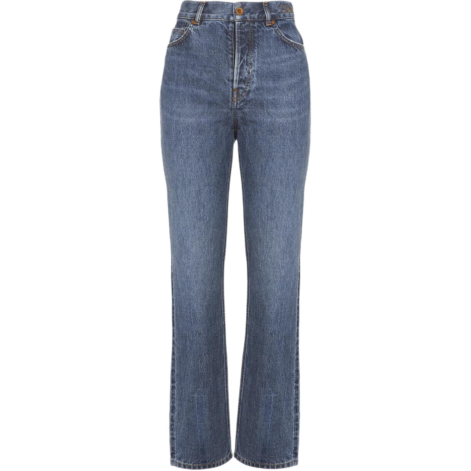 (Women) Chloe  FW22 High-Waisted Loose-Fit Distressed Jeans Blue. CHC22ADP5015640X