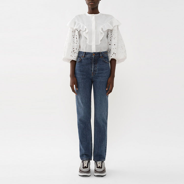 Lookbook (W) Chloe FW22 Seluar Jeans Biru Pinggang Tinggi Longgar Bergaya. CHC22ADP5015640X