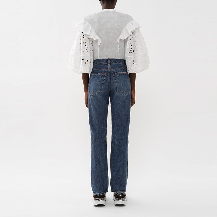 Shop (W) Chloe FW22 Seluar Jeans Biru Pinggang Tinggi Longgar Bergaya. CHC22ADP5015640X