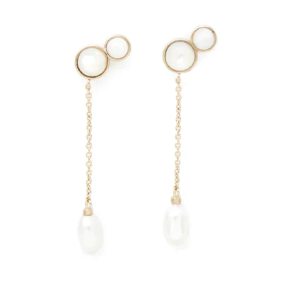 (Women) Chloe White Brass Earrings with Pearls, Onyx, Mother-of-Pearl Inlays. CHC23UFE77NMA9DA