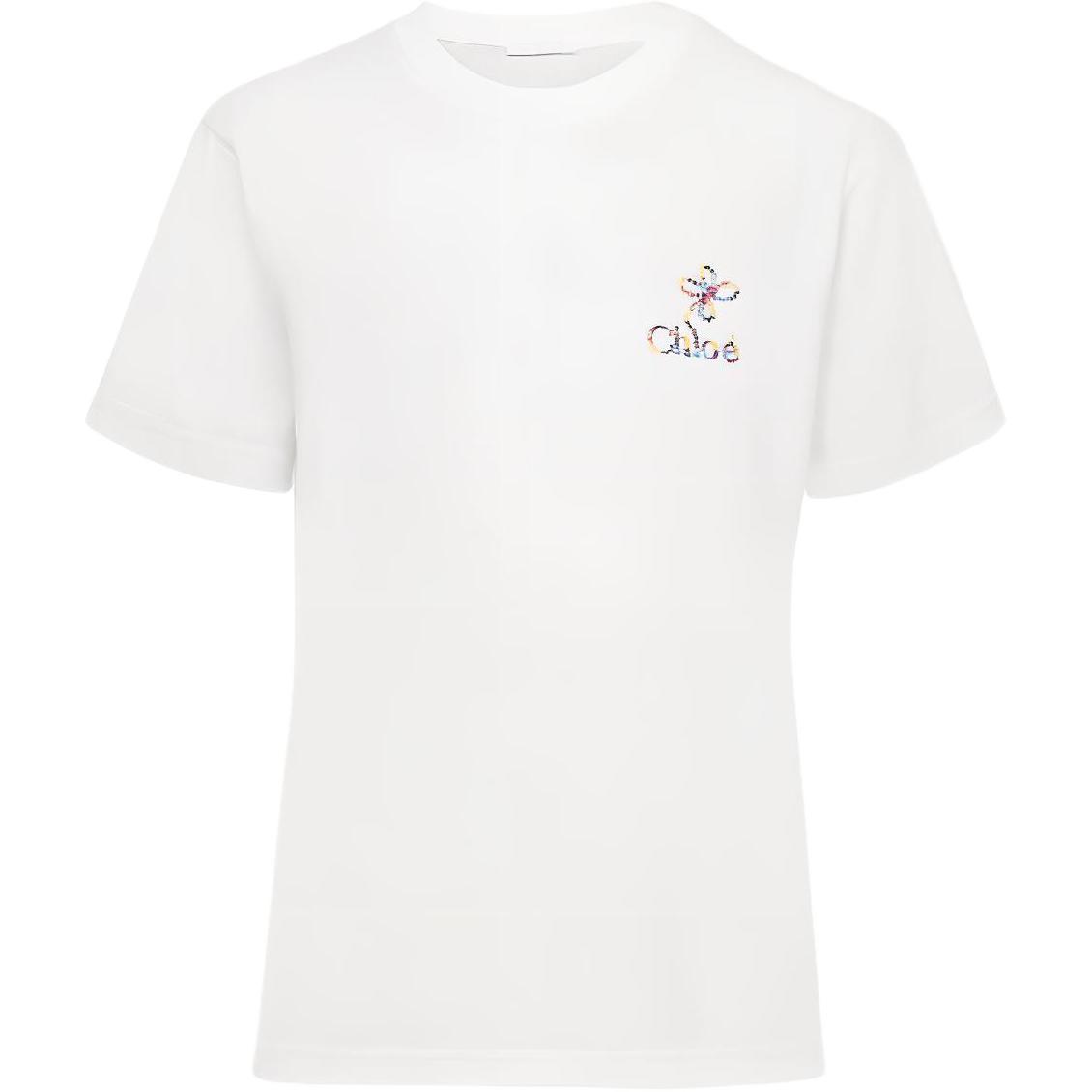 (Women) Chloe  White Solid Crewneck Short Sleeve Oversized T-Shirt. CHC24UJH01184-101