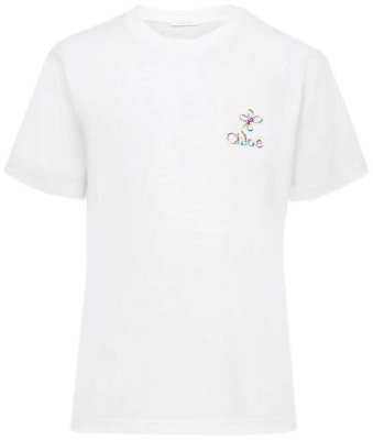 (W) Chloe 白色純色短袖圓領寬鬆T恤。 CHC24UJH01184-101 Order (W) Chloe 白色純色短袖圓領寬鬆T恤。 CHC24UJH01184-101