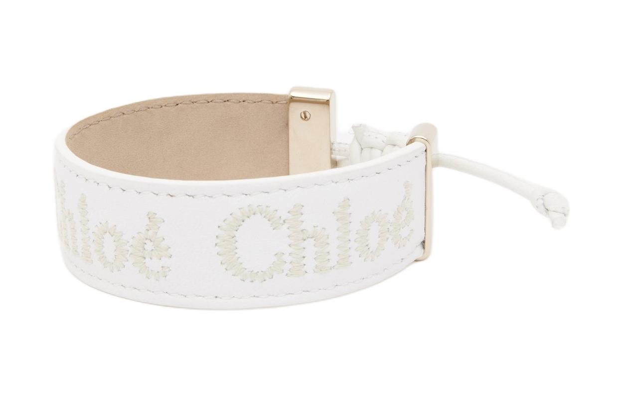 Lookbook (W) Gelang Kulit Wanita Chloe Alphabet Logo Putih Besi. CHC23UFB19CHO101