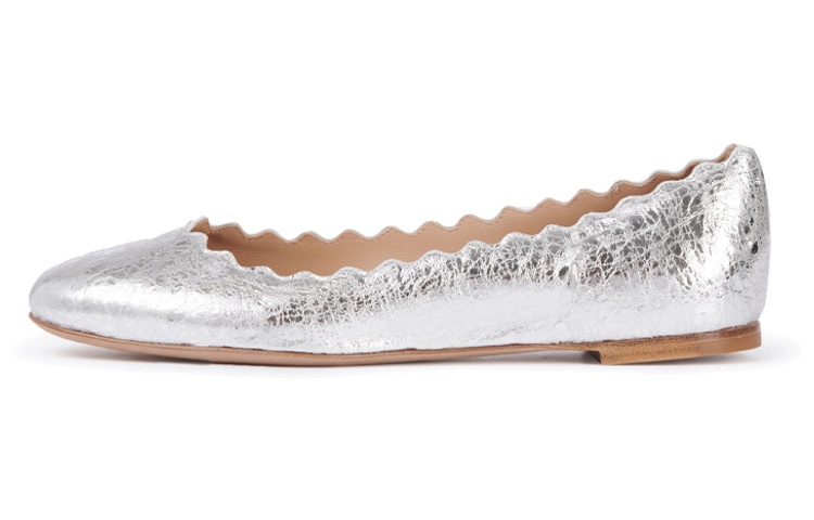 (W) Chloe Ballet Flat 'Silver Leather'