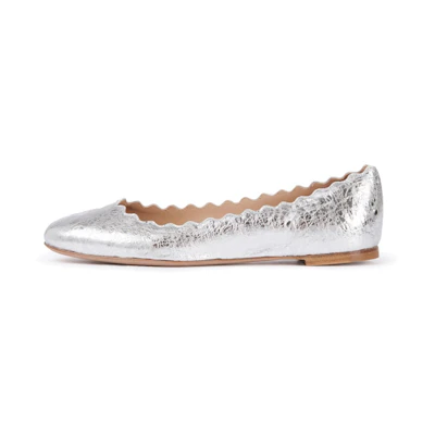 (W) Chloe Ballet Flat 'Silver Leather'