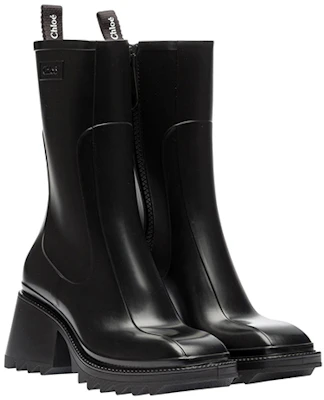 (W) Chloe Betty Bottines Hautes à Bout Carré en Cuir ''Noir'' CHC19W239G8-001 Lookbook (W) Chloe Betty Bottines Hautes à Bout Carré en Cuir ''Noir'' CHC19W239G8-001