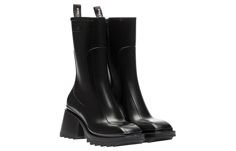 (W) Chloe Betty High-Top Square-Toe Leather Ankle Boots 'Black' 圖 3