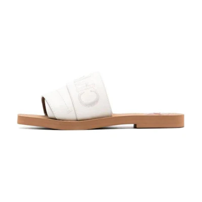 (W) Chloe Calfskin White 'Fashion Slide'