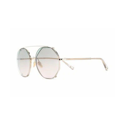 (Women) Chloe Chloé Gold Metal Frame Sunglasses CH0041S001