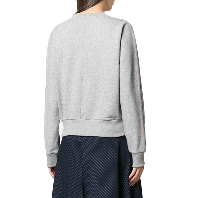 Purchase (W) Chloe Chloé Baju Sweatshirt Kelabu Crewneck dengan Cetakan Kuda Dual. C19SJH08285043
