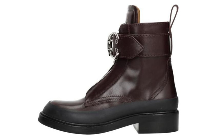 (W) Chloé Leather Ankle Boots with Buckle 'Brown'