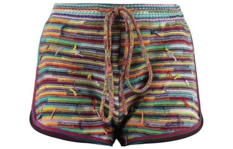 Order (W) Chloe SS22 Seluar Pendek Santai Bercorak Bunga Bergaris dengan Tali Pinggang. CHC22SMS026009CA