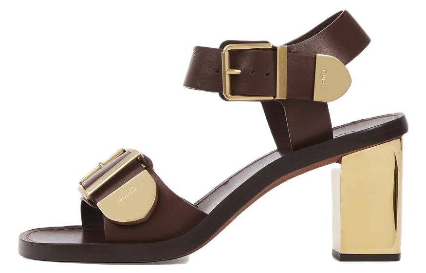 (W) Chloe CMFT Simple 'Brown One-Strap Sandals'