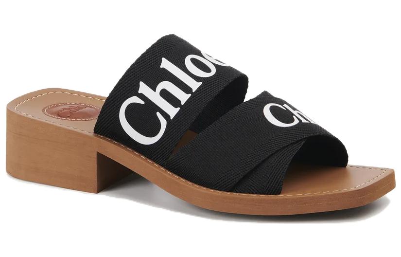 Lookbook (W) Chloe Sandalias Cómodas de Punta Abierta 'Negro'. CHC22U550Z3001