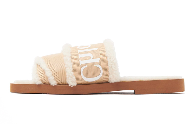 Buy (W) Chloe Flat Slide 'Beige Shearling' Pelapik Bulu CHC21W543U5275