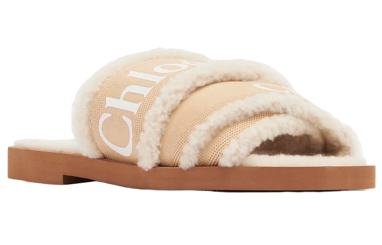 Lookbook (W) Chloe Flat Slide 'Beige Shearling' Pelapik Bulu CHC21W543U5275