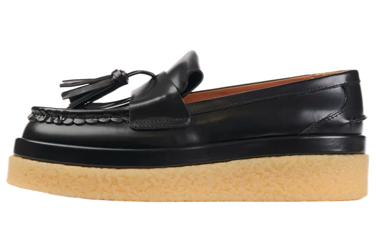 (Women) Chloe Fringe Leather Platform Shoes Black CHC22A66906001
