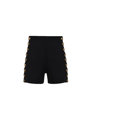 (Women) Chloe FW21 Military Style Knit Button High-Waist Shorts Women Black CHC18SJS70082001