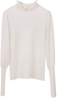 (W) Chloe FW21 Baju Sweater Knit Wol Leher Tinggi Ruffle Putih. CHC21AMP39510107 Buy (W) Chloe FW21 Baju Sweater Knit Wol Leher Tinggi Ruffle Putih. CHC21AMP39510107