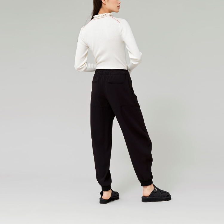 Shop (W) Chloe FW21 Baju Sweater Knit Wol Leher Tinggi Ruffle Putih. CHC21AMP39510107