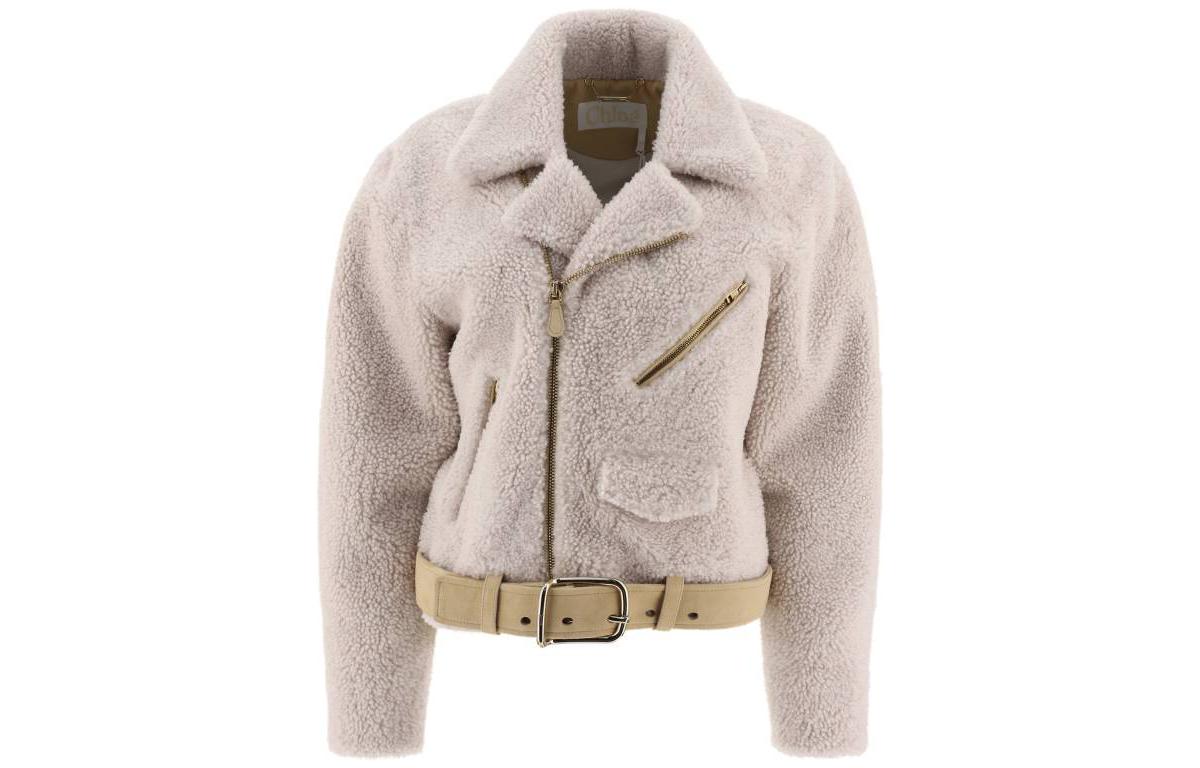 (Women) Chloe FW22  Solid Zipper Collar Jacket in Beige Brown. C22WCV22202108