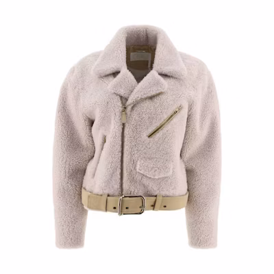 (Women) Chloe FW22 Solid Zipper Collar Jacket in Beige Brown. C22WCV22202108