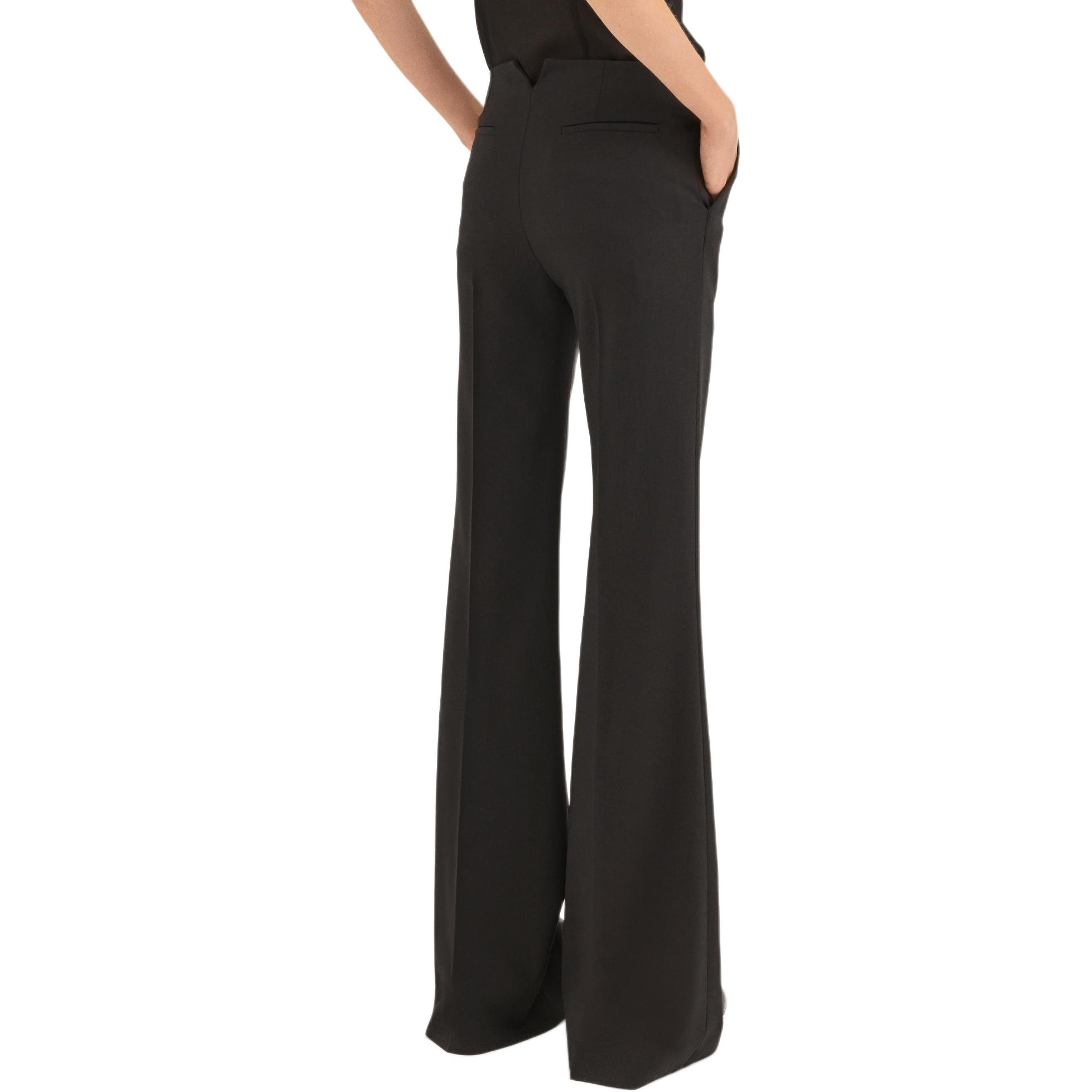 Shop (W) Chloe FW24 Seluar Flare Pinggang Rendah dengan Poket Hitam Kasual Trendy CH24APA44062-001