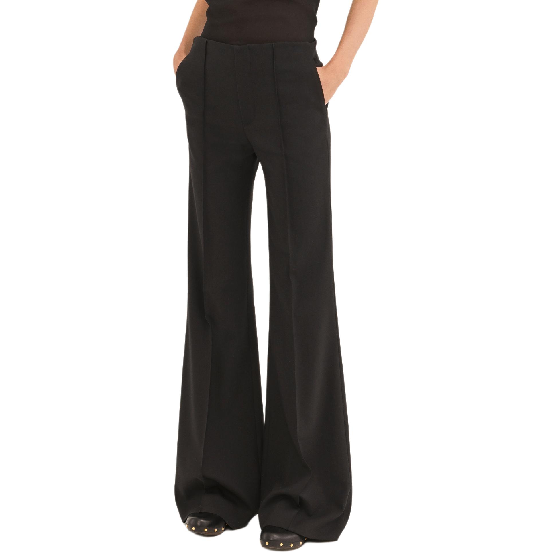 Purchase (W) Chloe FW24 Seluar Flare Pinggang Rendah dengan Poket Hitam Kasual Trendy CH24APA44062-001