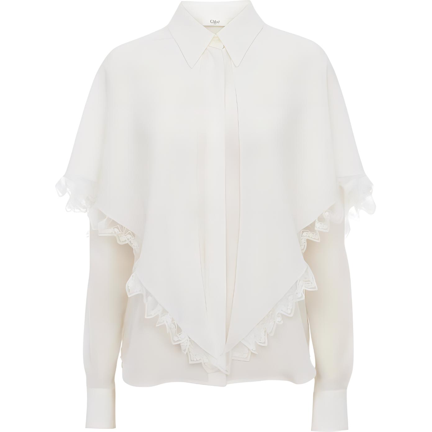 (Women) Chloe FW24 Solid Color Tie-Waist Long Sleeve Shirt Women’s Off-White. CH24AHT84004-107