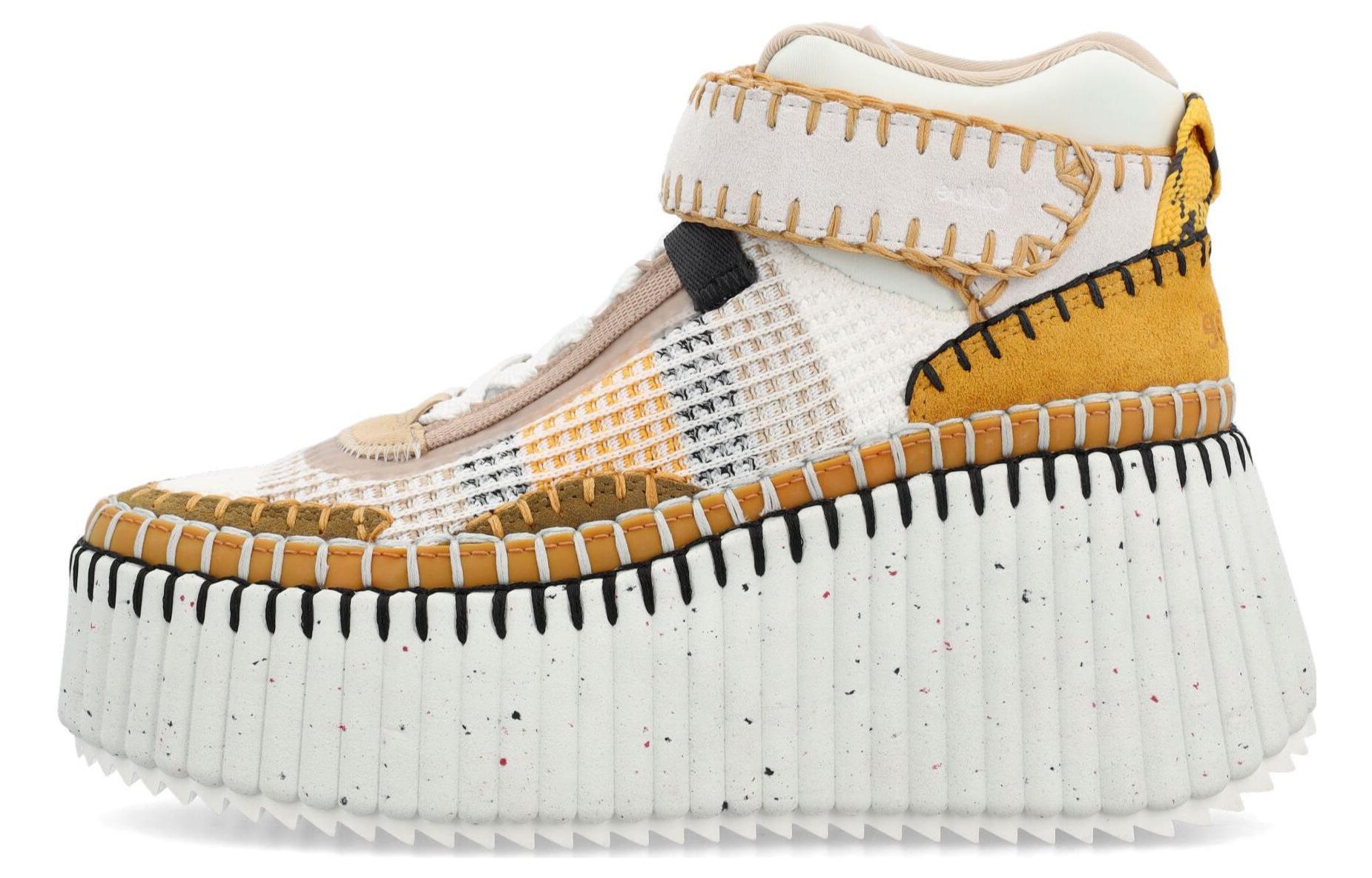 (Women) Chloe High-Top Wedge Sneakers 'Brown Polyester Lace-Up' CHC23U868SY026E