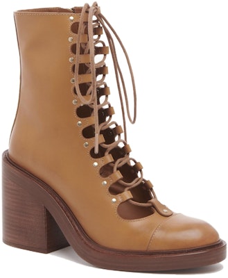(W) Botas de Tobillo Chloe de Cuero Marrón con Tacón y Cordones CHC22S559L0210 Lookbook (W) Botas de Tobillo Chloe de Cuero Marrón con Tacón y Cordones CHC22S559L0210