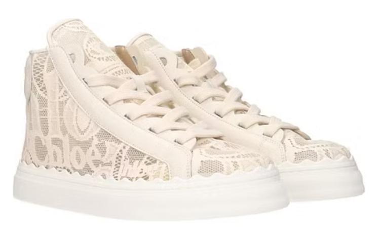 Lookbook Chloé Lauren 蕾絲高筒運動鞋 女款 淺米色
