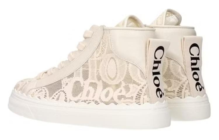 Purchase Chloé Lauren 蕾絲高筒運動鞋 女款 淺米色