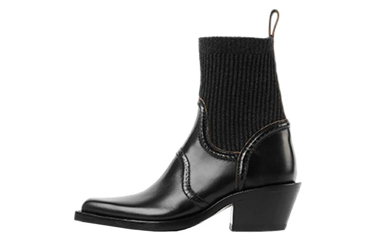 (W) Chloe Leather Ankle Boots 'Black Fashion'