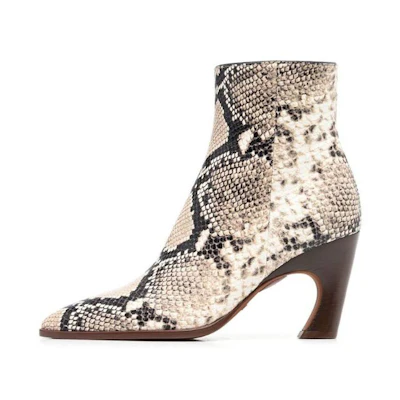 (W) Chloe Leather Ankle Boots 'Python Print'