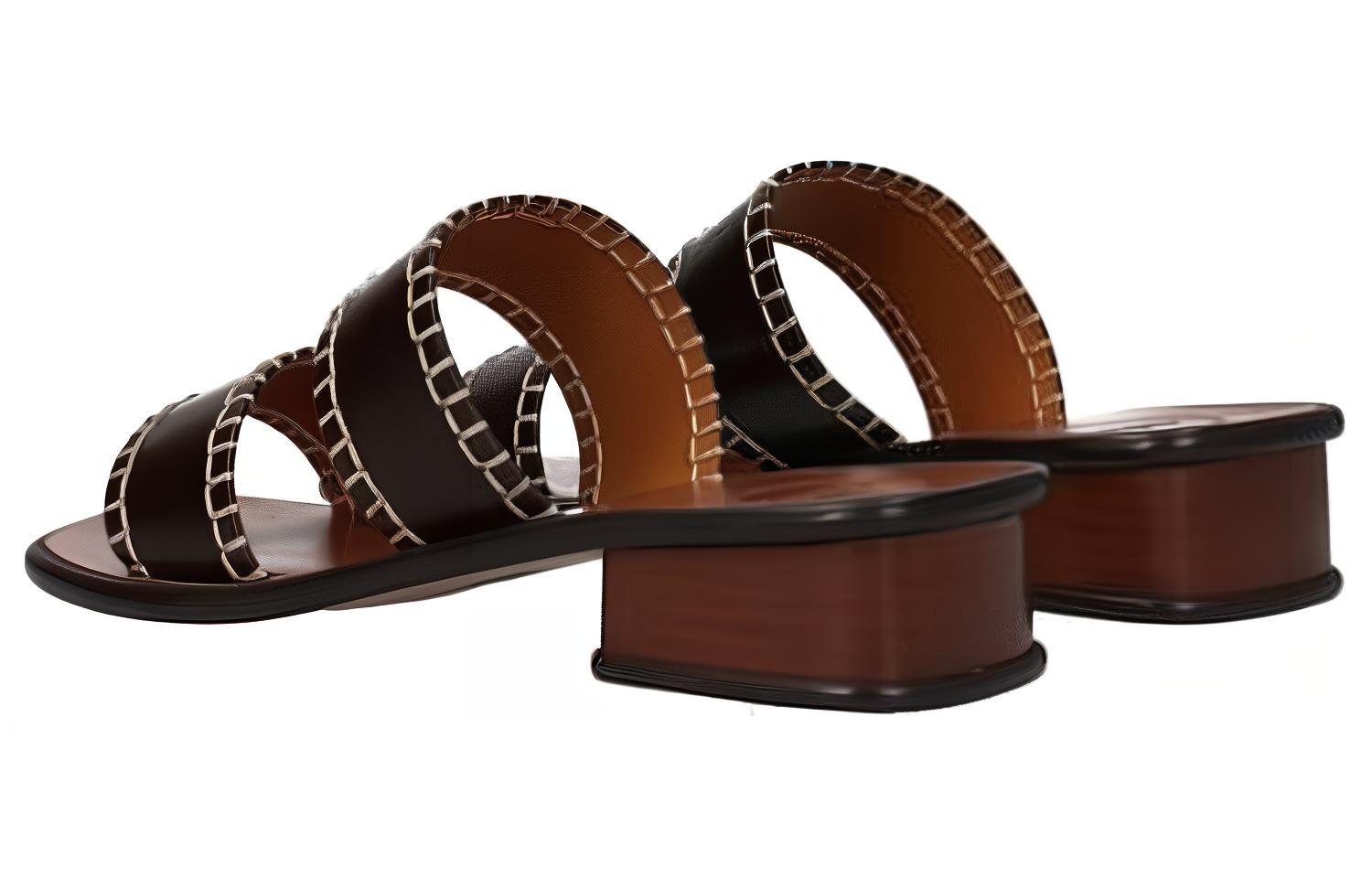 Shop (W) Chloe Sandalia de Tacón Bajo de Cuero 'Moda Negra' CHC22U648Z7226