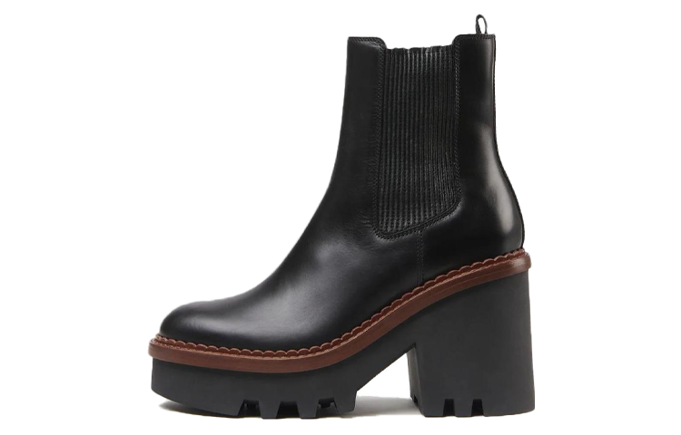 (W) Chloe Leather Boots 'Black CMFT Chelsea'