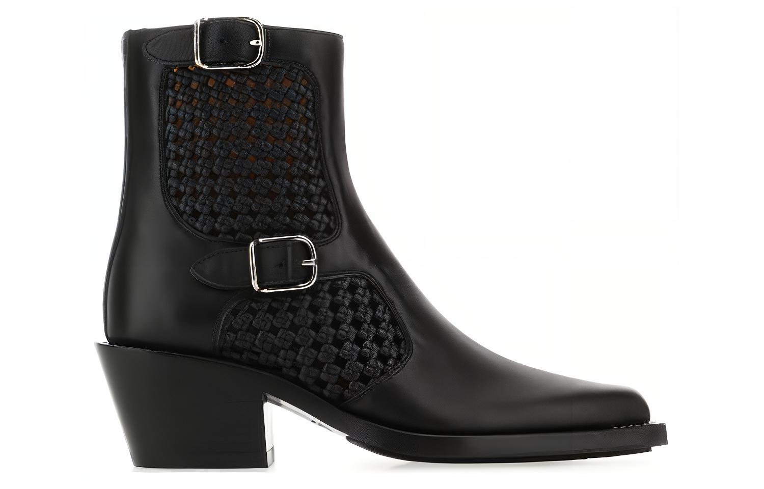 (W) Chloe Leather Buckle 'Fashion Chunky Heel Ankle Boot Black' 圖 2