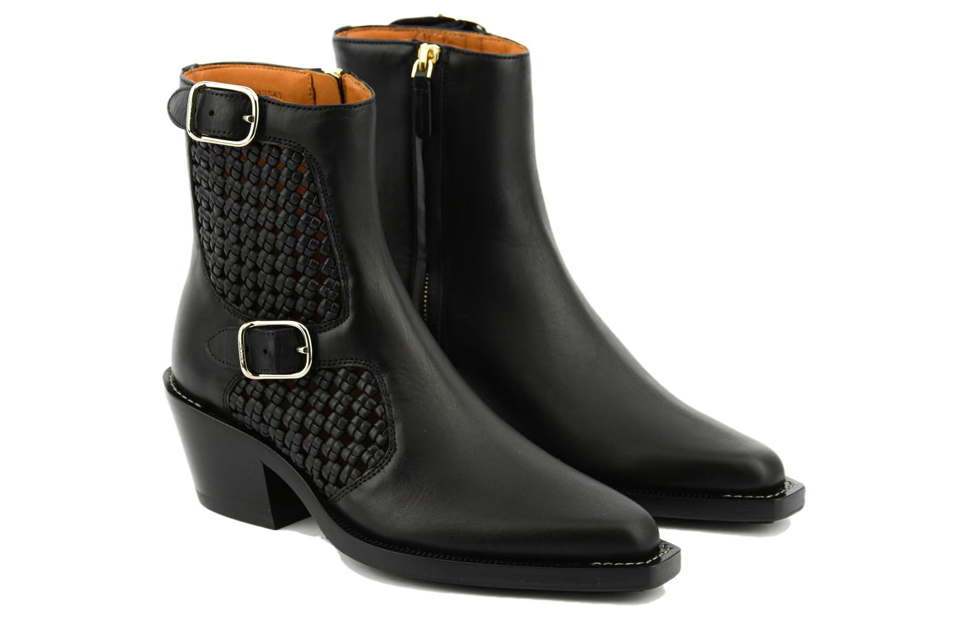 (W) Chloe Leather Buckle 'Fashion Chunky Heel Ankle Boot Black' 圖 4