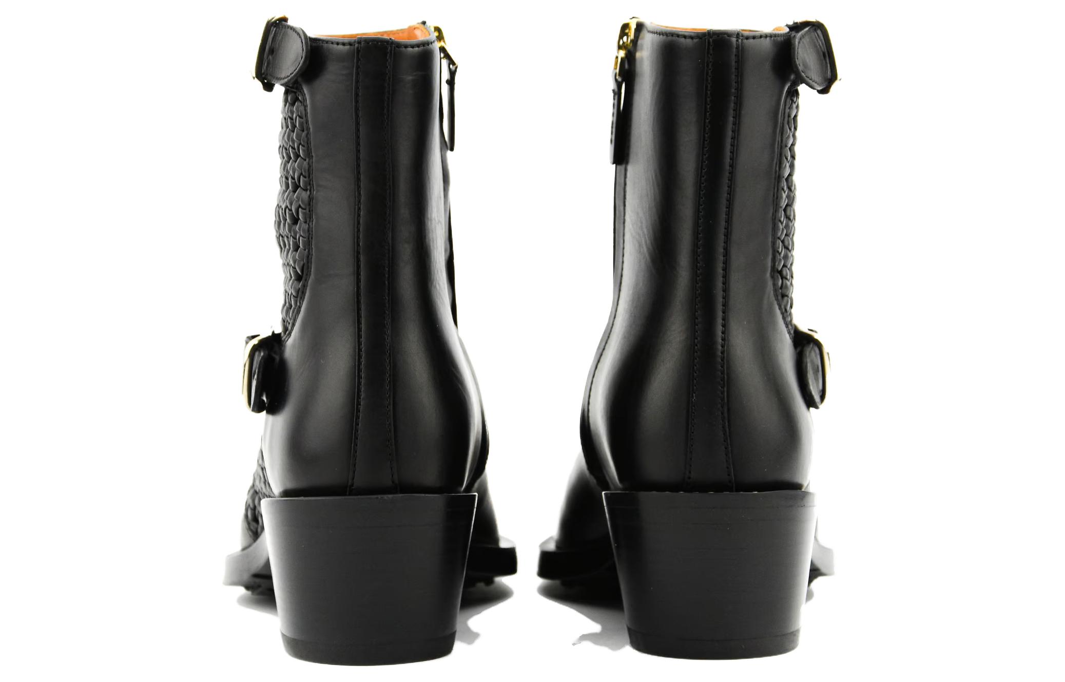 (W) Chloe Leather Buckle 'Fashion Chunky Heel Ankle Boot Black' 圖 6