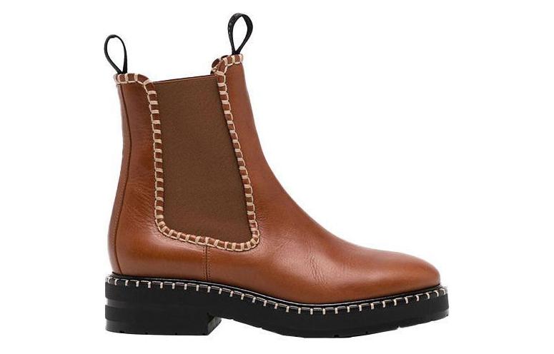 Order Chloe蔻依 皮革 套腳 短筒 切爾西靴 女款 棕色