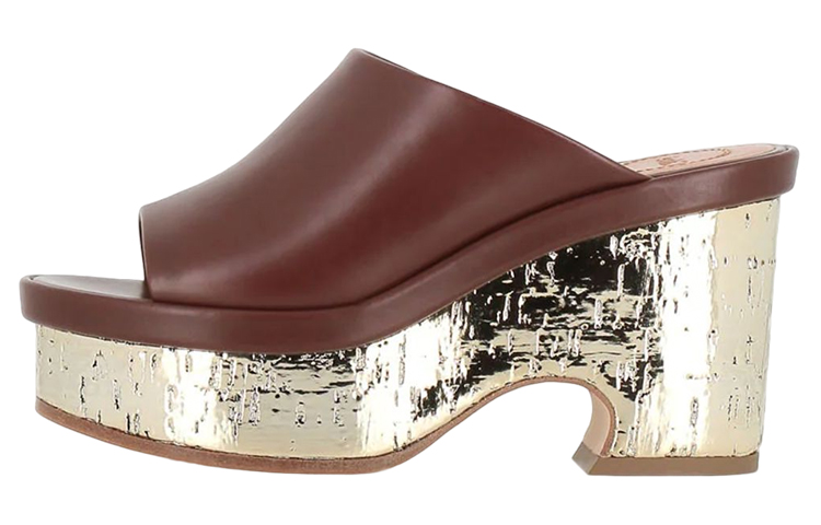 (Women) Chloe Leather Chunky Heel 'Fashion Mule Brown' CHC23U863D925L