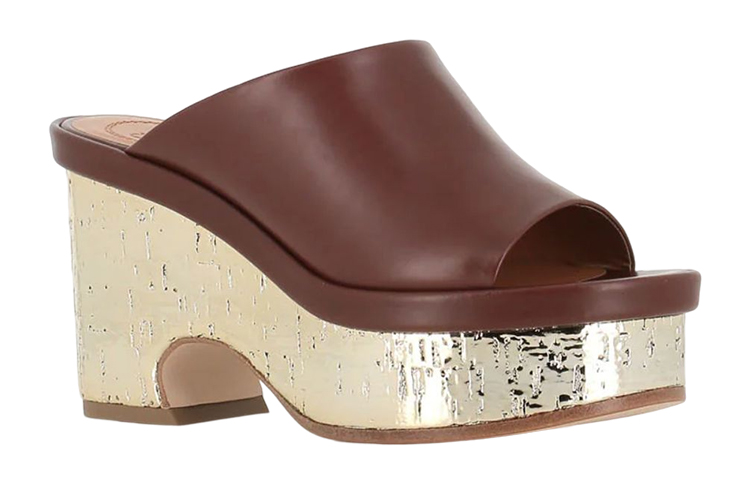 Order (W) Chloe Leren Chunky Hak ''Fashion Mule Bruin'' CHC23U863D925L
