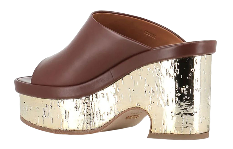Shop (W) Chloe Leren Chunky Hak ''Fashion Mule Bruin'' CHC23U863D925L