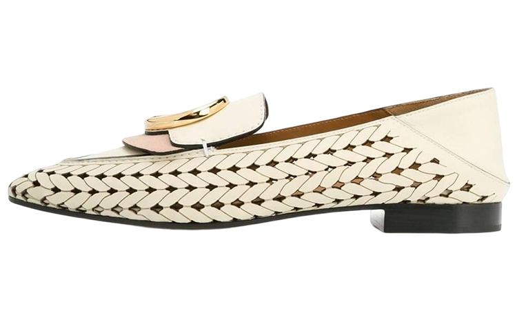(W) Chloe Leather Flats 'Beige'