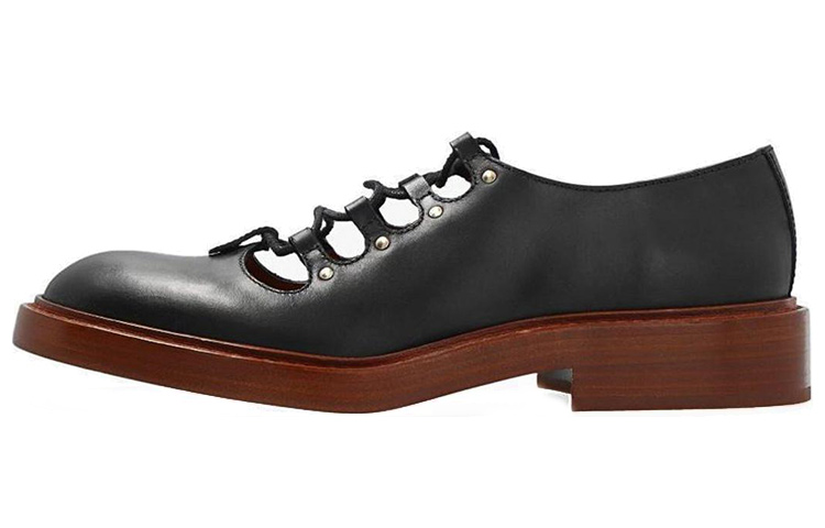 (Women) Chloe Leather Lace-Up Low Top 'Black' CHC22S563L0001