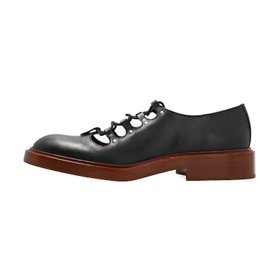 (W) Chloe Leather Lace-Up Low Top 'Black'